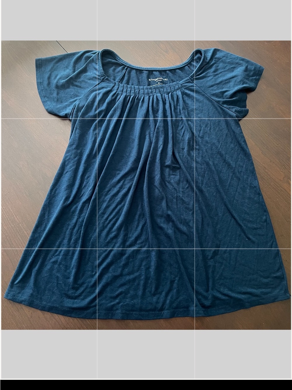 Liz Lange Maternity Target Navy‎ Blue Pleated Scoop Neck Short Sleeve Top Medium